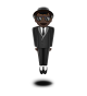 Person In Suit Levitating: Dark Skin Tone