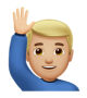 Man Raising Hand: Medium-Light Skin Tone