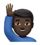 Man Raising Hand: Dark Skin Tone
